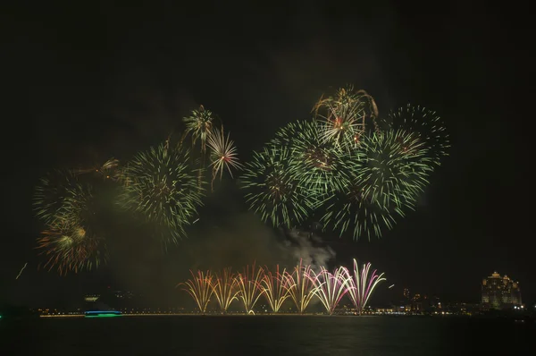 Beautiful Fireworks in the Dark Sky — Stock Photo, Image