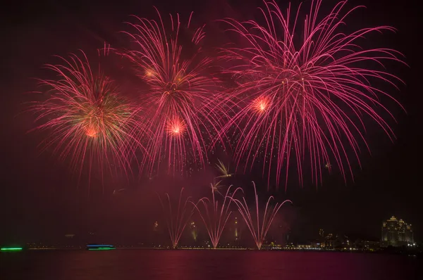Beautiful Fireworks in the Dark Sky — Stock Photo, Image