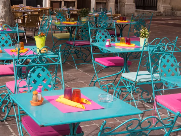 Colorful outdoor table s — Stock Photo, Image