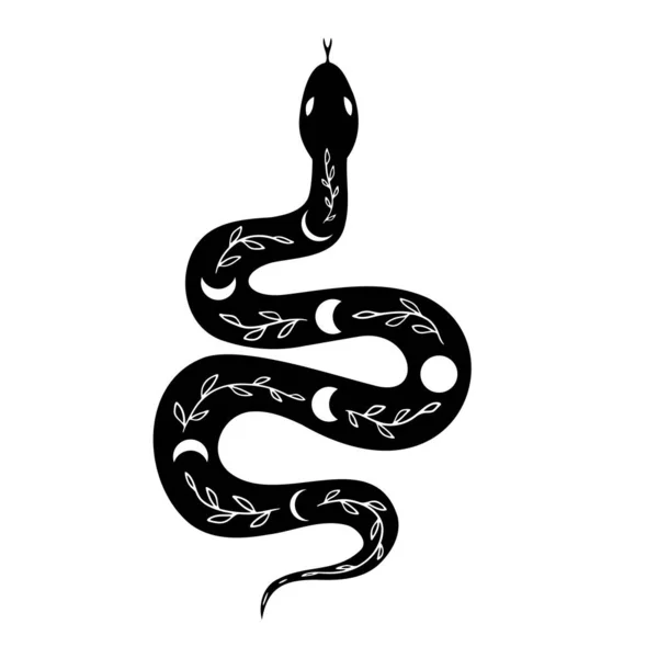 Dibujo de línea vectorial de serpiente floral. ilustración dibujada a mano. — Vector de stock