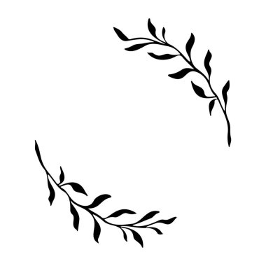 Geriye dal vektörü kalıyor. Çiçek çerçevesi. El çizimi sınır. 
