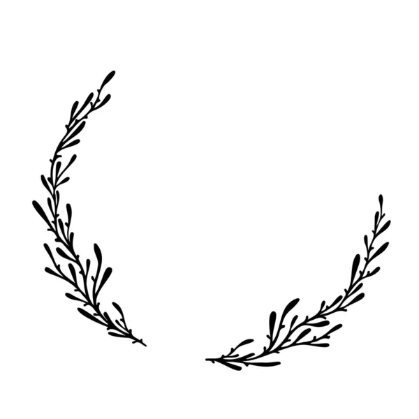 ベクトルフラワーボーダー。手描き植物緑の枝。結婚式のフレーム。葉縁枠. — ストックベクタ