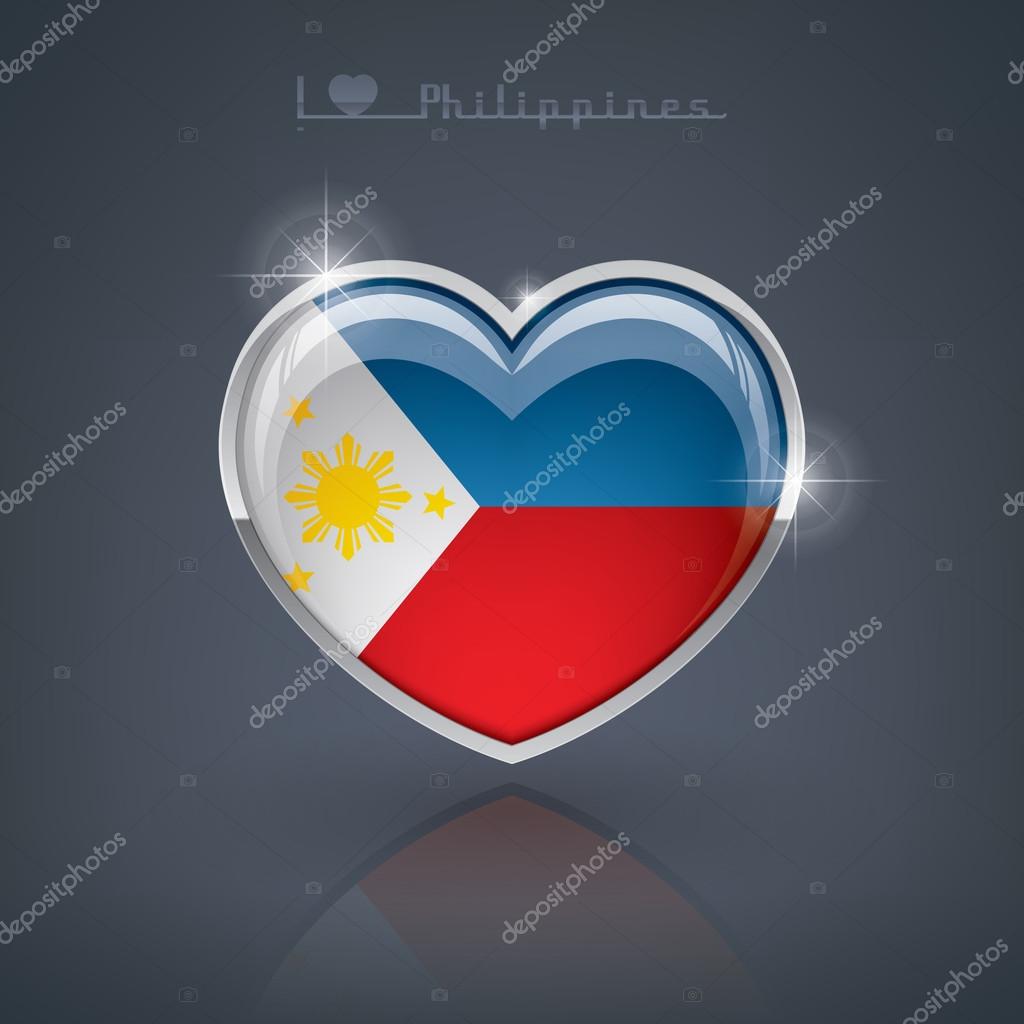 Glossy heart shape flags of the Worlds: Republic of the Philippines (part of the Heart flags