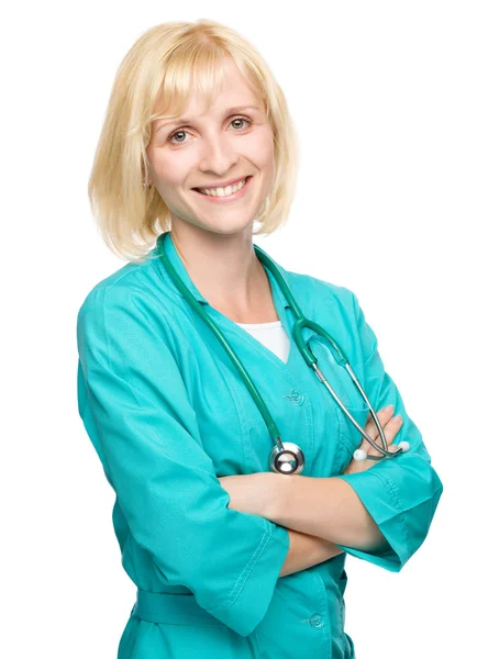 Retrato de uma mulher usando uniforme médico — Fotografia de Stock