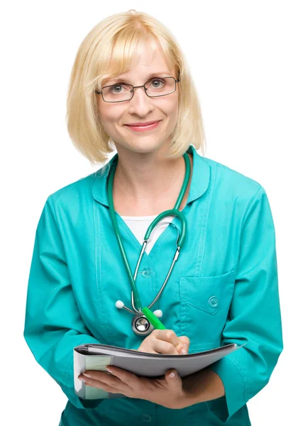 Portrait of a woman wearing doctor uniform — Stock Photo, Image
