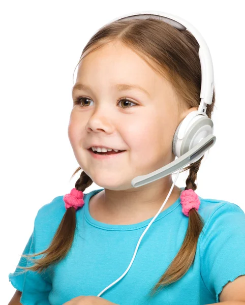 Young girl is working as an operator at helpline — Stock Photo, Image