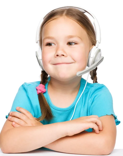 Young girl is working as an operator at helpline — Stock Photo, Image