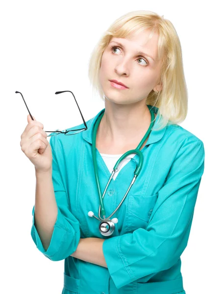 Retrato de uma mulher usando uniforme médico — Fotografia de Stock