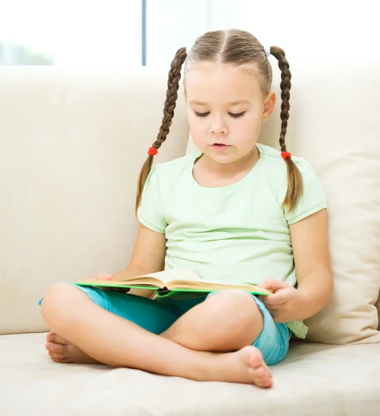 Little girl reads a book Stock Photo