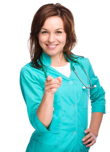 Portrét ženy nosit uniformu lékař — Stock fotografie