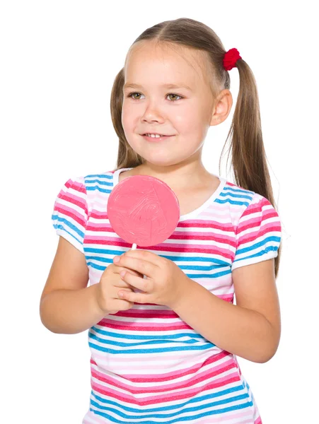 Menina com pirulito — Fotografia de Stock