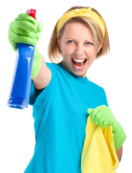 Young woman as a cleaning maid — Stock Photo, Image