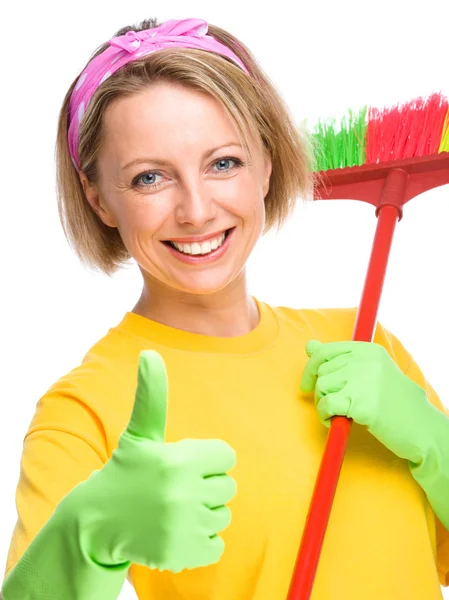 Young woman as a cleaning maid — Stock Photo, Image