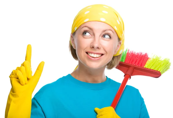 Young woman as a cleaning maid — Stock Photo, Image