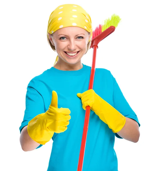 Young woman as a cleaning maid — Stock Photo, Image