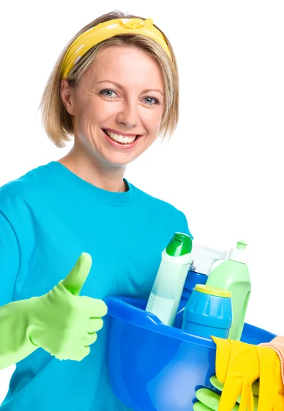 Mujer joven como criada de limpieza —  Fotos de Stock