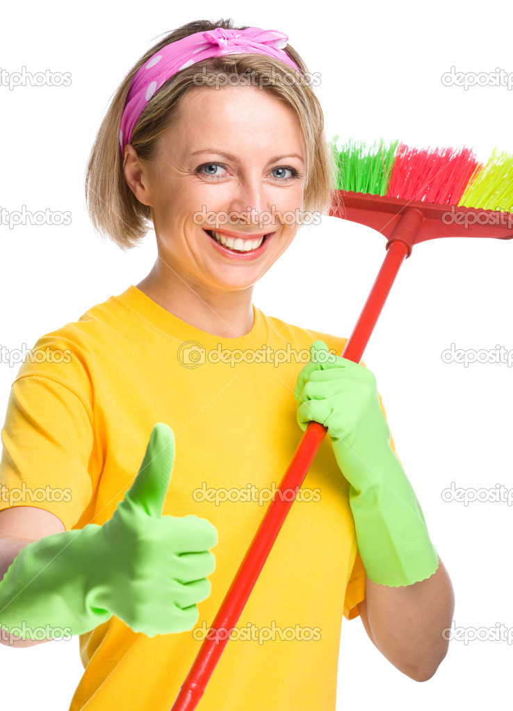 Young woman as a cleaning maid Stock Photo by ©Kobyakov 30173649