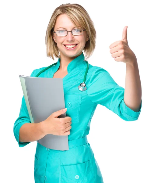 Ritratto di donna in uniforme da medico — Foto Stock