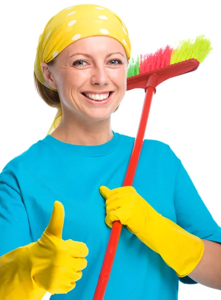 Young woman as a cleaning maid — Stock Photo, Image