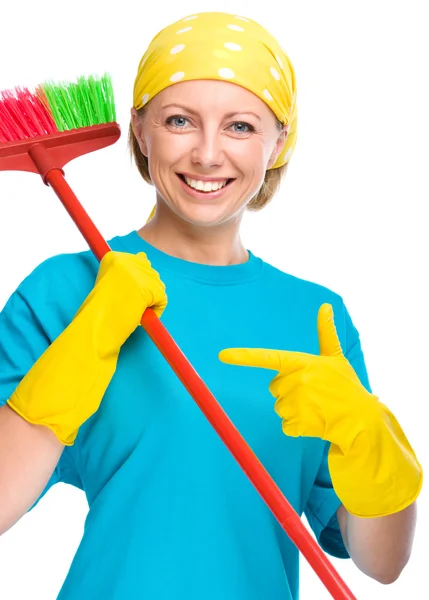 Young woman as a cleaning maid — Stock Photo, Image