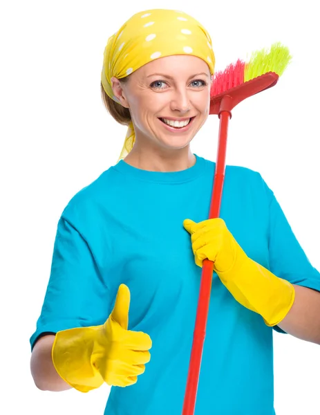 Young woman as a cleaning maid — Stock Photo, Image