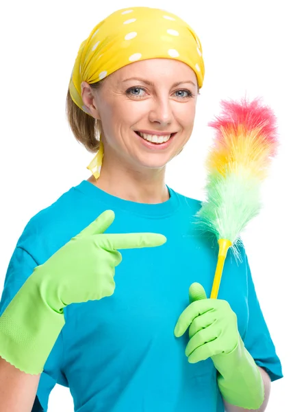 Young woman as a cleaning maid — Stock Photo, Image