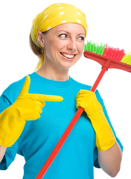 Young woman as a cleaning maid — Stock Photo, Image