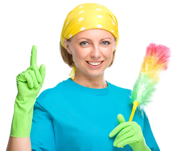 Young woman as a cleaning maid — Stock Photo, Image