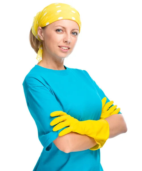 Young woman as a cleaning maid — Stock Photo, Image