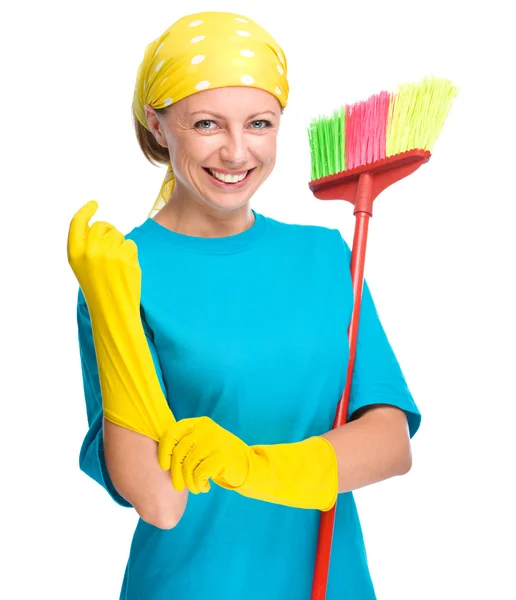 Young woman as a cleaning maid — Stock Photo, Image