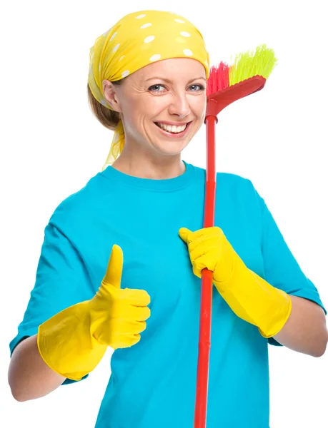 Young woman as a cleaning maid — Stock Photo, Image