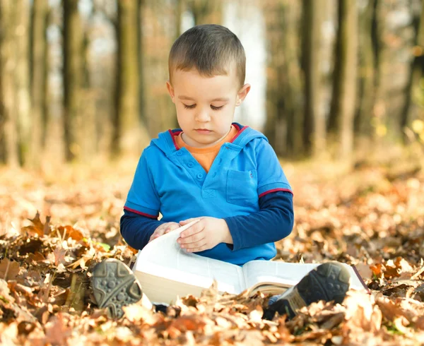 小さな男の子は本を読んでください。 — ストック写真