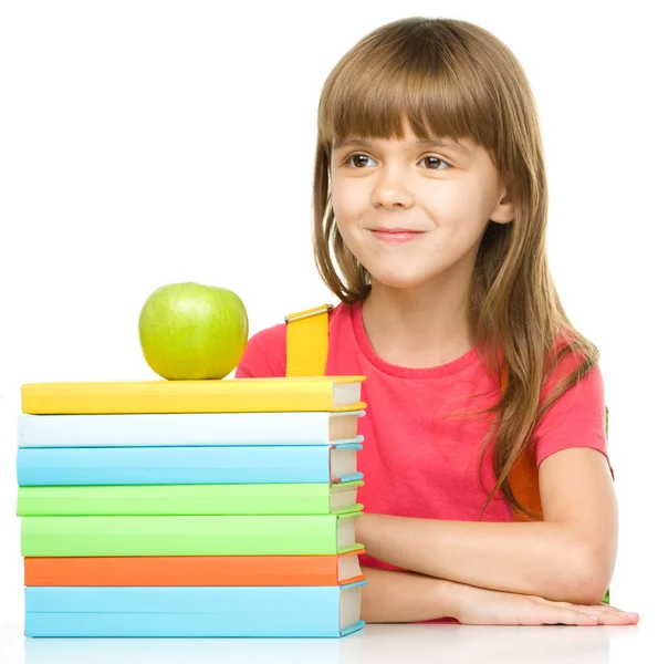 Little girl with her books — Stock Photo, Image