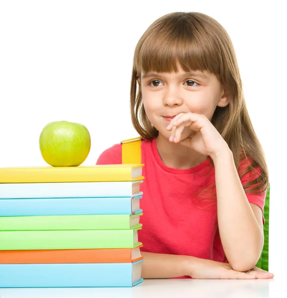 Little girl with her books — Stock Photo, Image