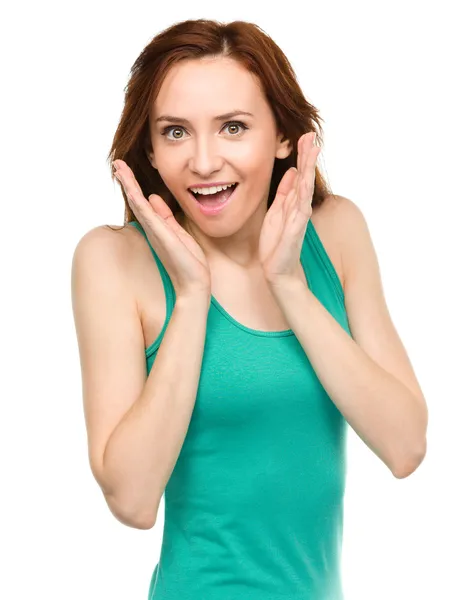 Portrait of a young surprised woman — Stock Photo, Image