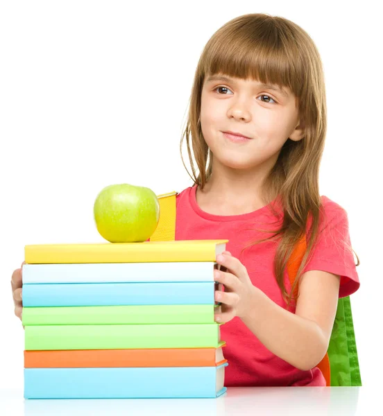 Bambina con i suoi libri — Foto Stock