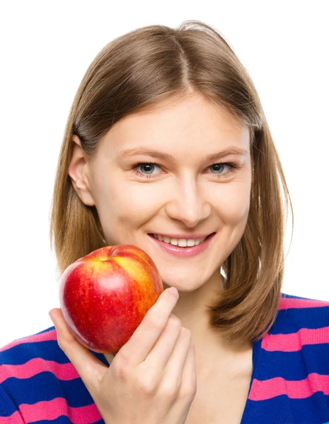 Gelukkig meisje met apple — Stockfoto