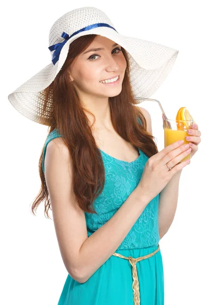 Young woman wearing summer hat — Stock Photo, Image