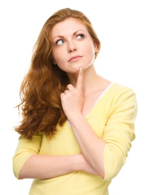 Mutlu bir genç kadının portresi.