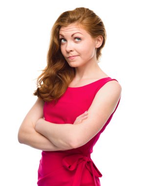 Mutlu bir genç kadının portresi.