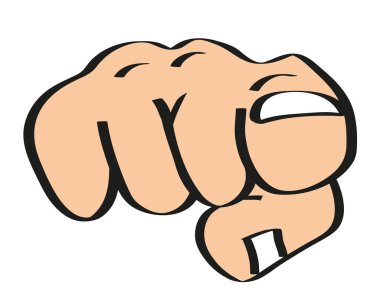 Büyük el işaret parmağı izleyiciye - görüntü beyaz arkaplanda izole edildi