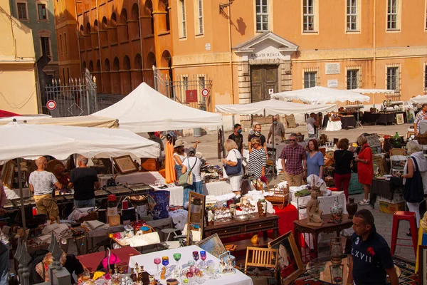 People Open Air Antique Flea Market Old Town Nice France — 图库照片