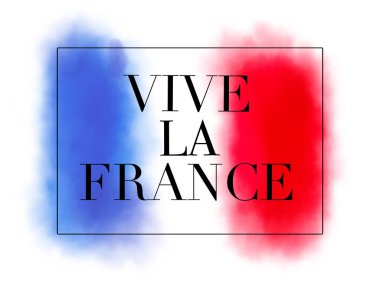 Watercolor painting of the french flag Tricolore with blue, white and red colors isolated on white background.