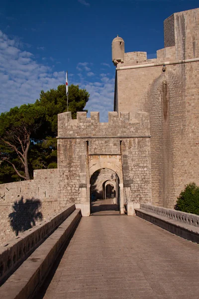 Ploce Gate Fortress Dubrovnik Old City Blue Sky Background Umístění — Stock fotografie