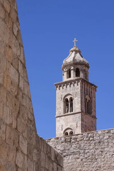 View Dominican Monastery Tower Dubrovnik Old Town Croatia City Walls — ストック写真