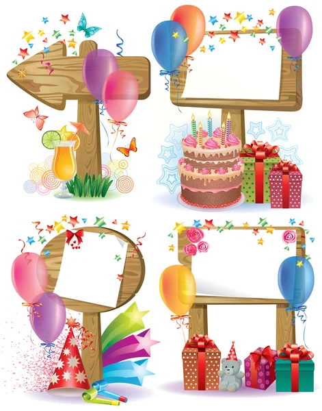 Birthday wooden sign — Stock Vector