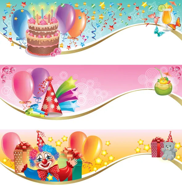 Bannières d'anniversaire — Image vectorielle