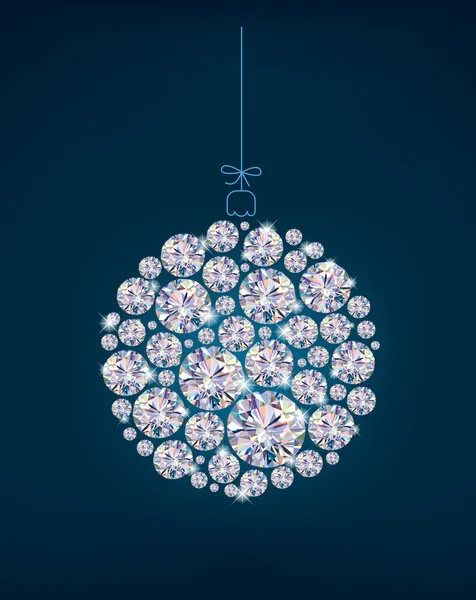 Boule de Noël diamant sur fond bleu — Image vectorielle