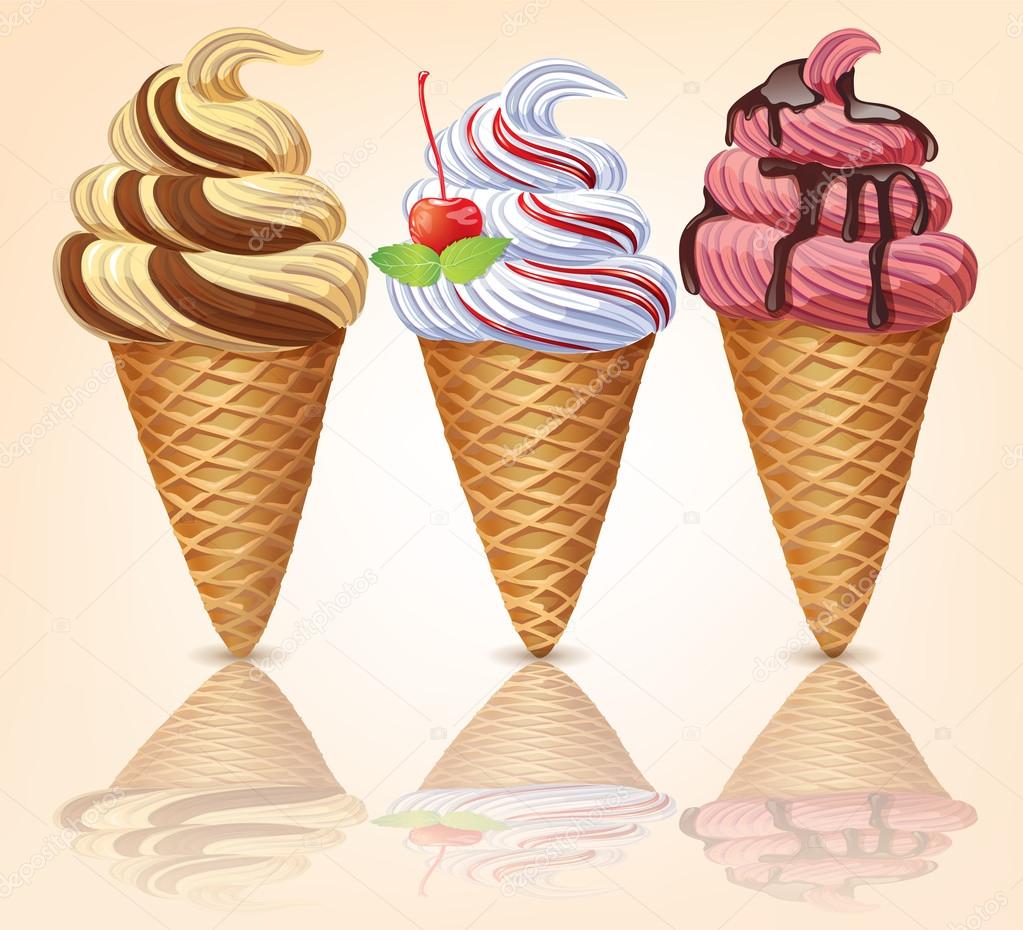 Three delicious ice cream