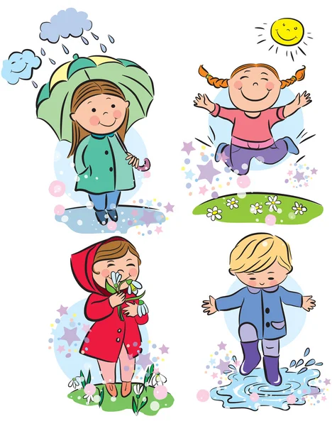 Spring children — Stock Vector